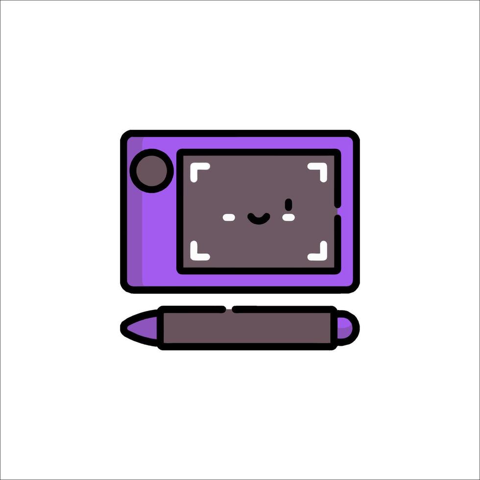 A purple camera with a smiley face on it vector
