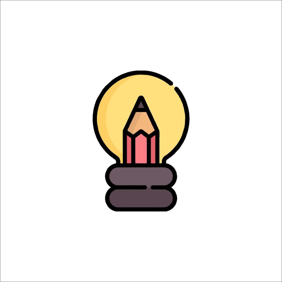 A pencil in a light bulb icon vector