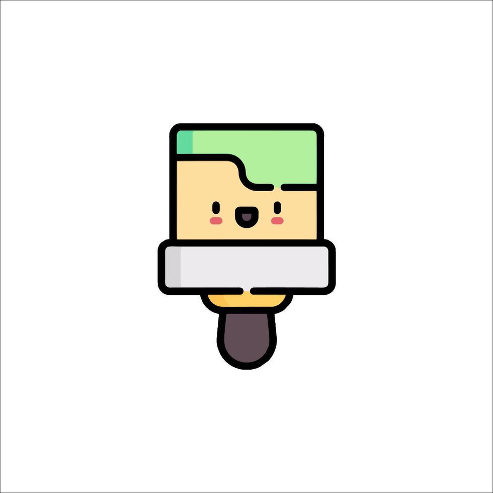A cute little paintbrush icon with a green face vector