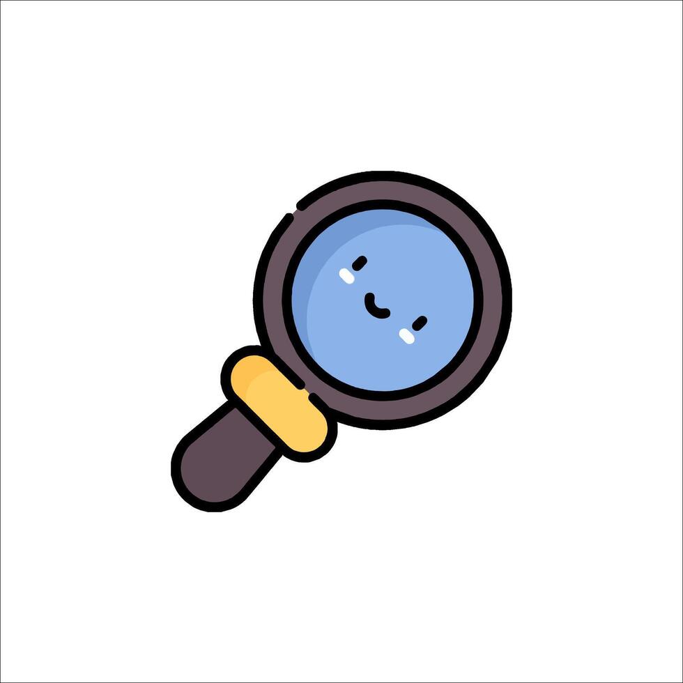 A cartoon magnifying glass with a smiley face vector