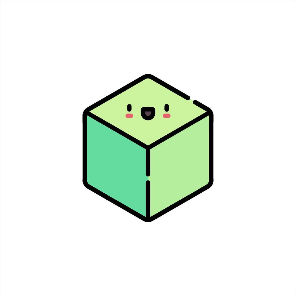 A green cube with a smiling face on it vector