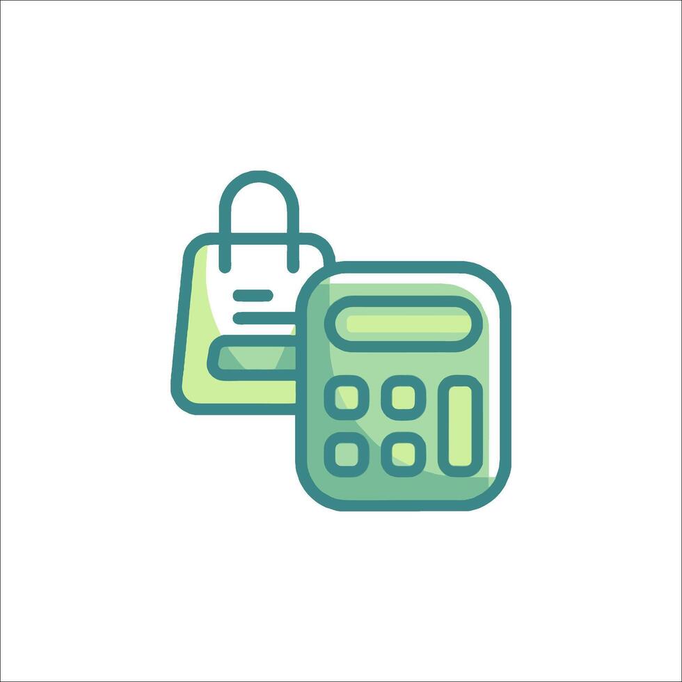 A calculator and a shopping bag icon vector