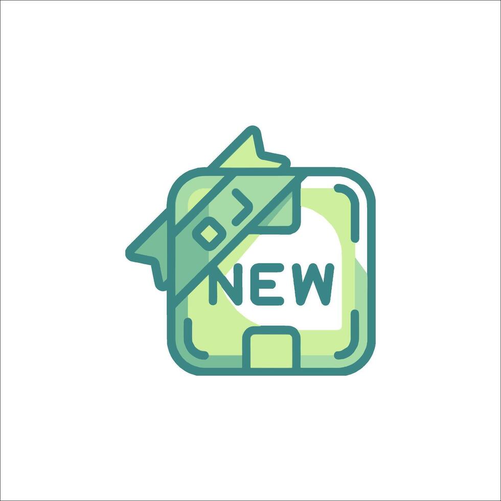 A green and white square with the word new on it vector