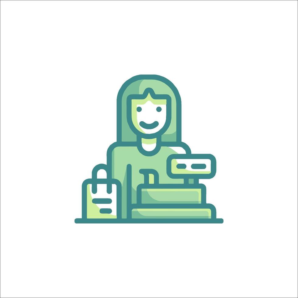 A woman with a bag and a box on her head vector