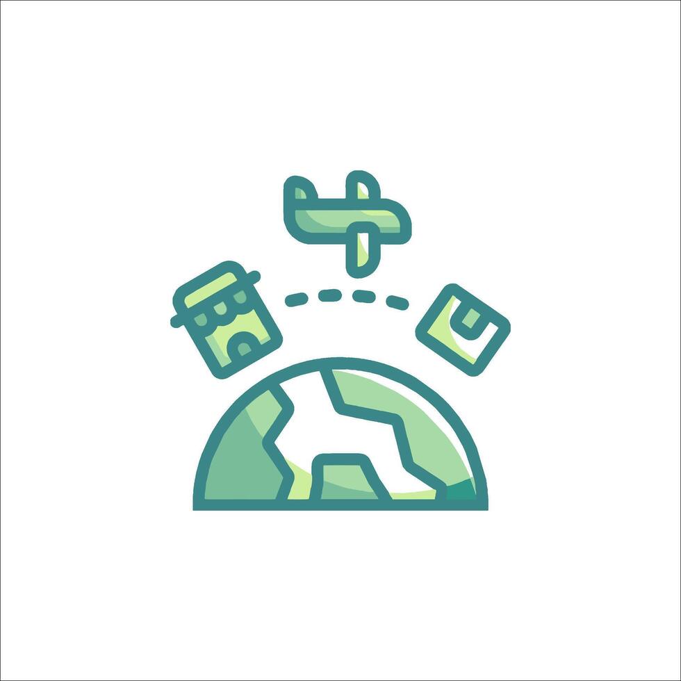 Travel icon with plane, luggage and other items vector