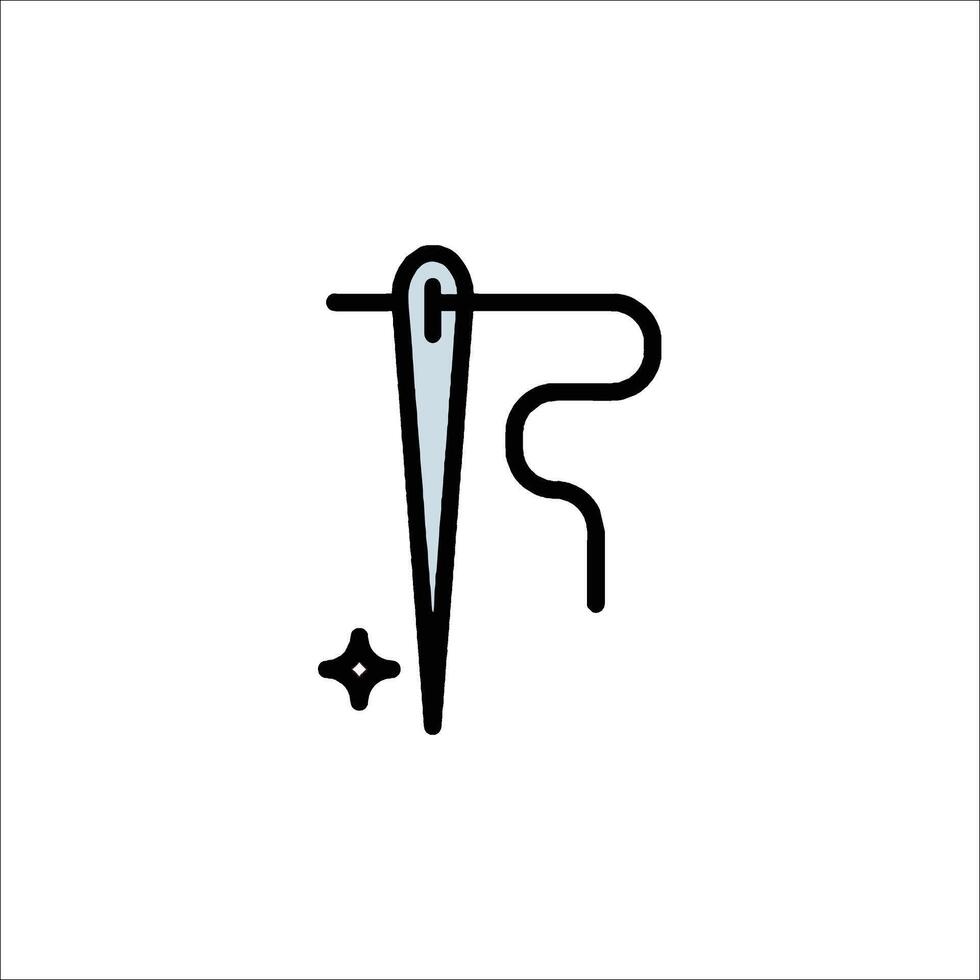 A black and white illustration of a sewing needle vector