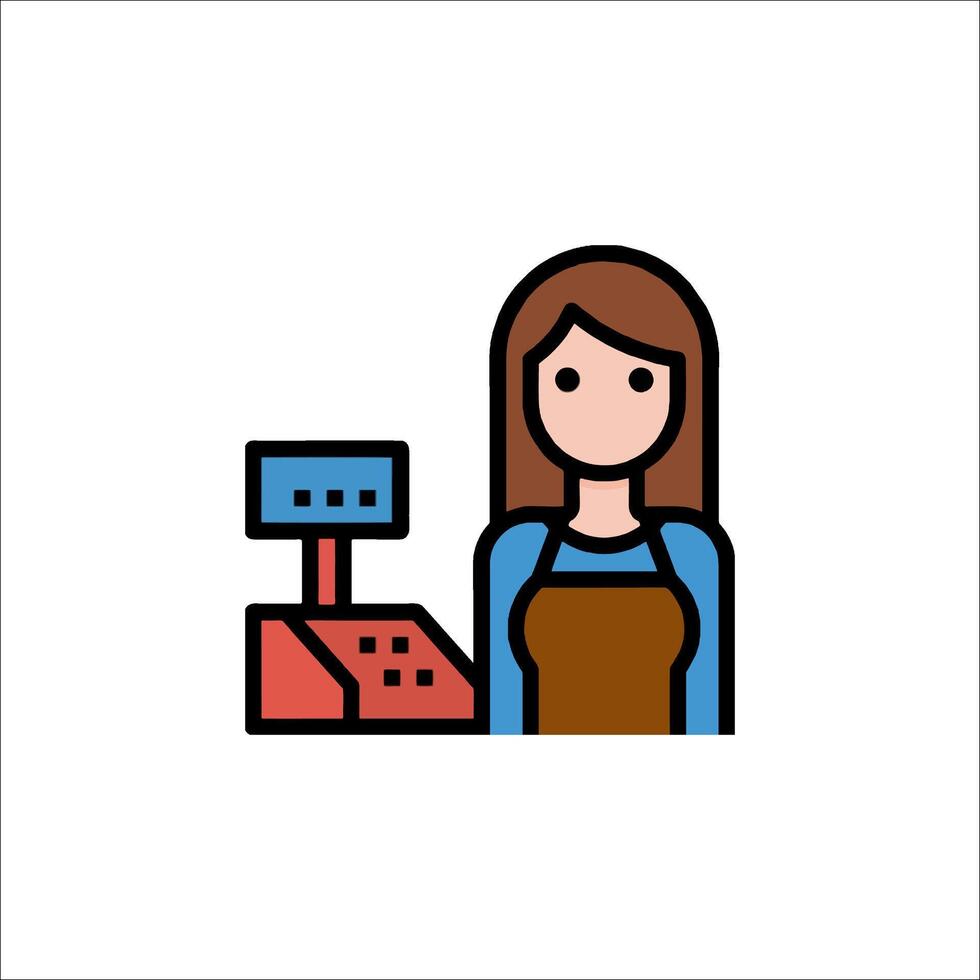A woman standing in front of a cash register vector