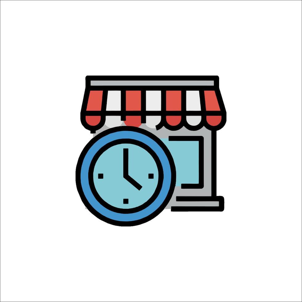 A clock and a shop front icon vector