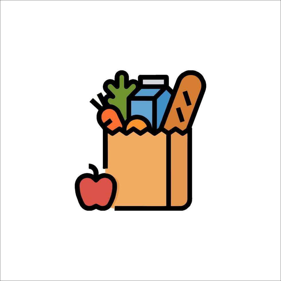 A grocery bag with food and vegetables in it vector