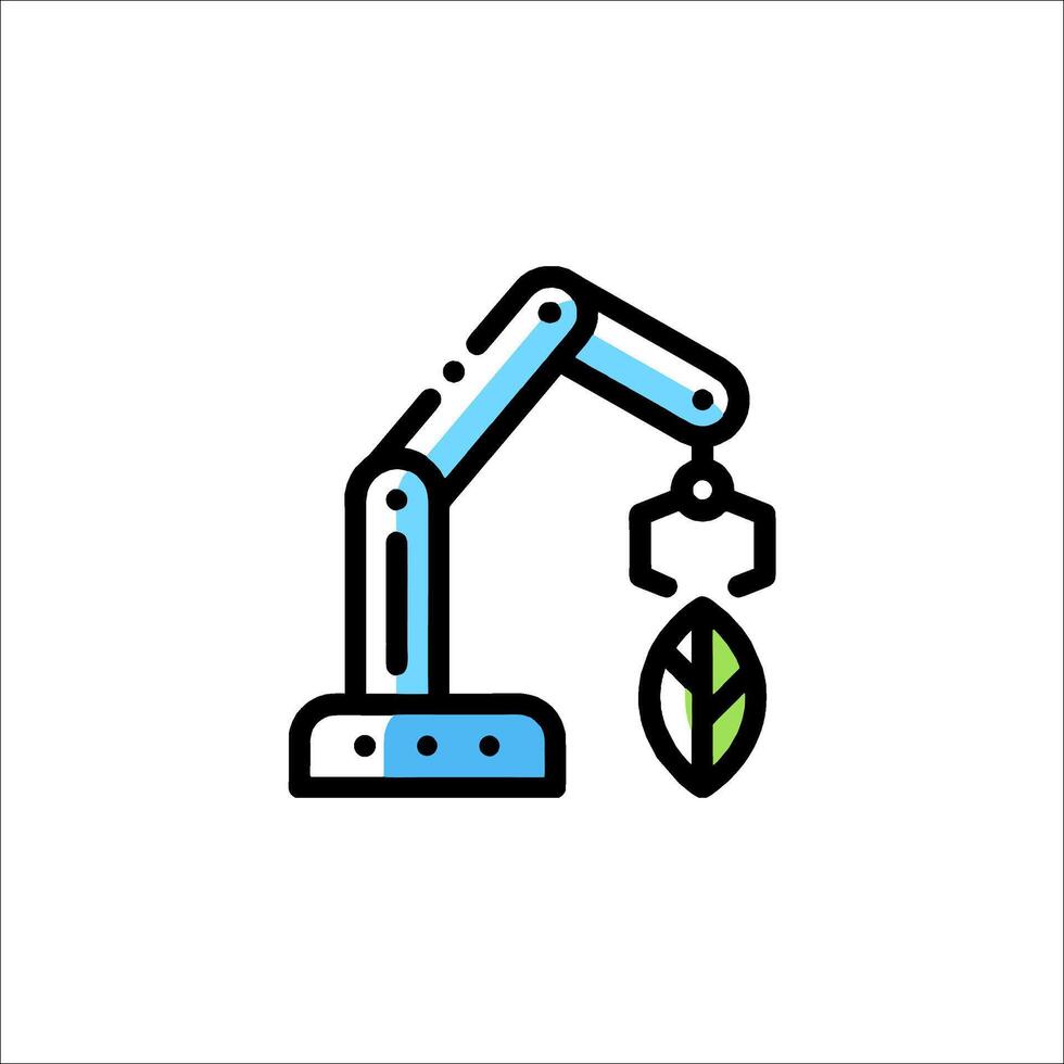 A robot holding a leaf icon vector