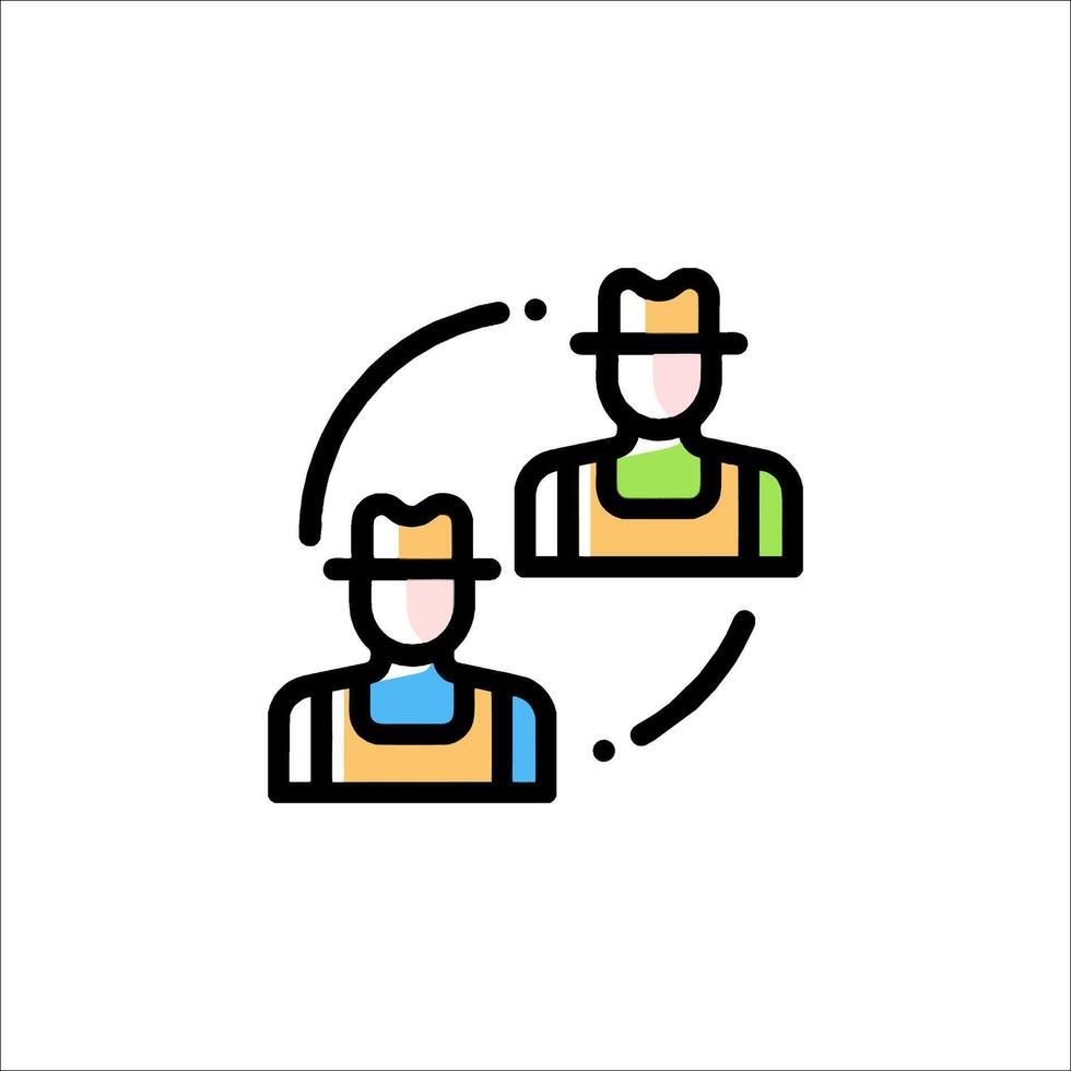 Two people in hats are shown in a circle vector