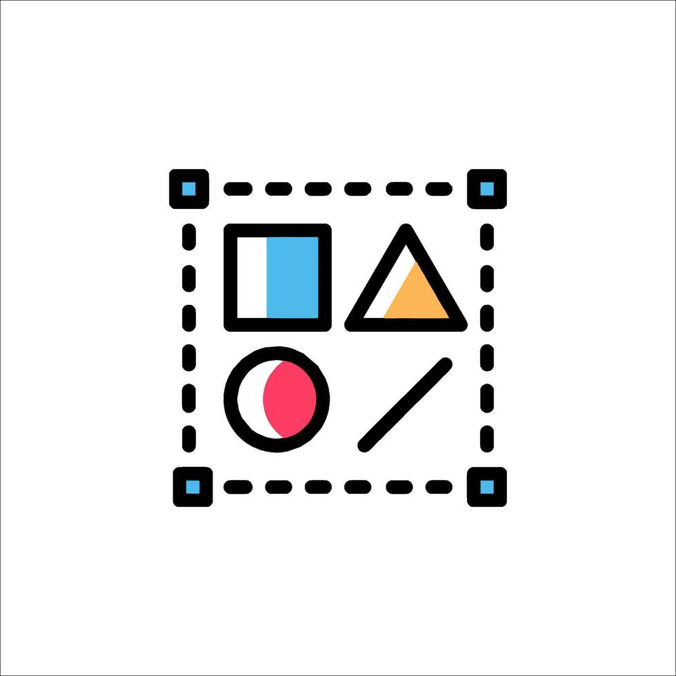 A square with a triangle, square and a triangle vector
