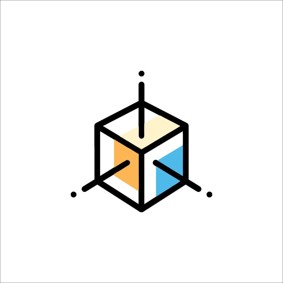 A cube with a blue and orange color scheme vector
