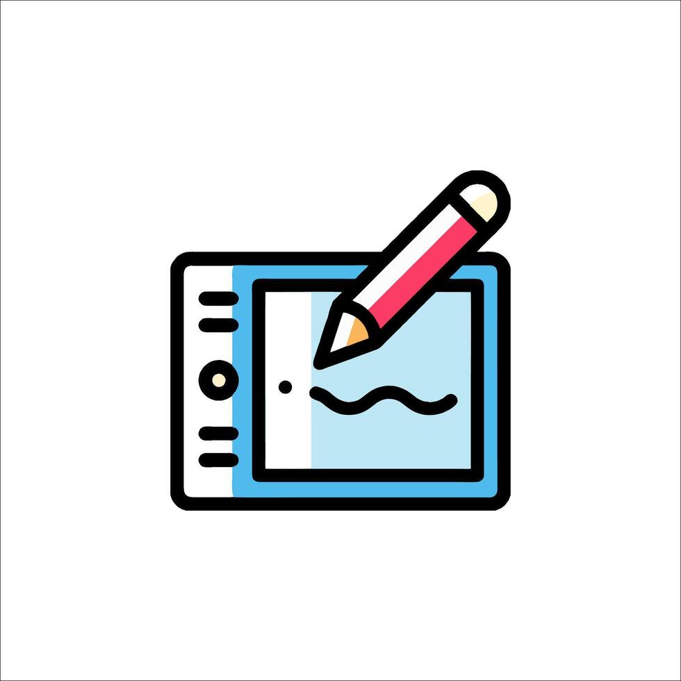 A tablet with a pencil and a pen on it vector