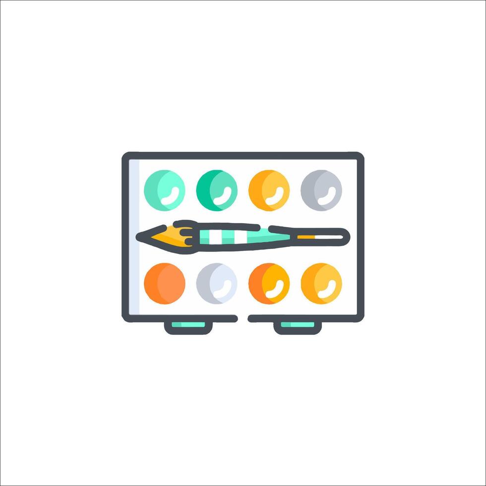 A paintbrush and paint palette icon on a white background vector