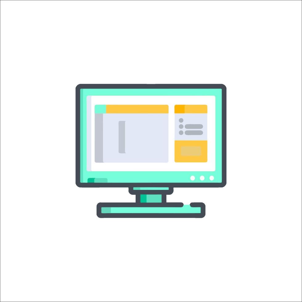 A computer monitor with a web page on it vector