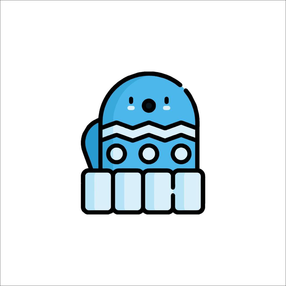 A blue penguin with a hat on its head vector