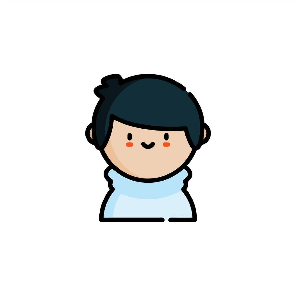 A cartoon character with black hair and a blue scarf vector