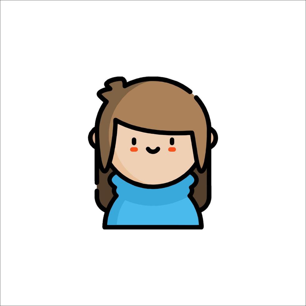 A cartoon girl avatar with a blue sweater vector