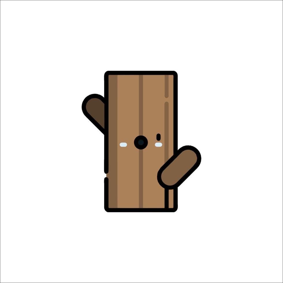A cartoon wood block with a face on it vector
