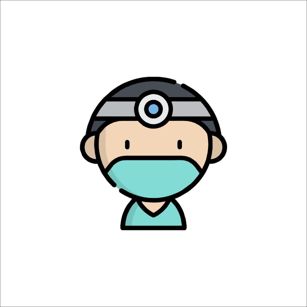 A doctor with a surgical mask on his head vector