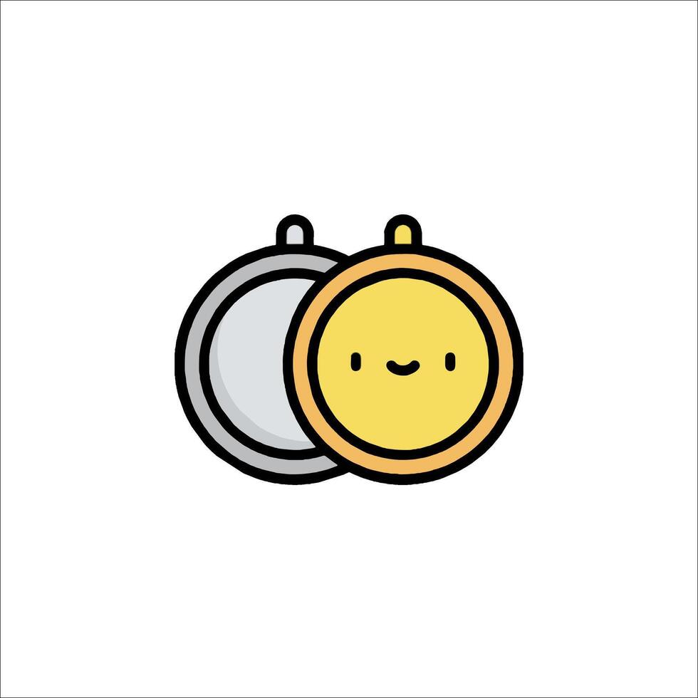 A cartoon medal with a smiley face on it vector