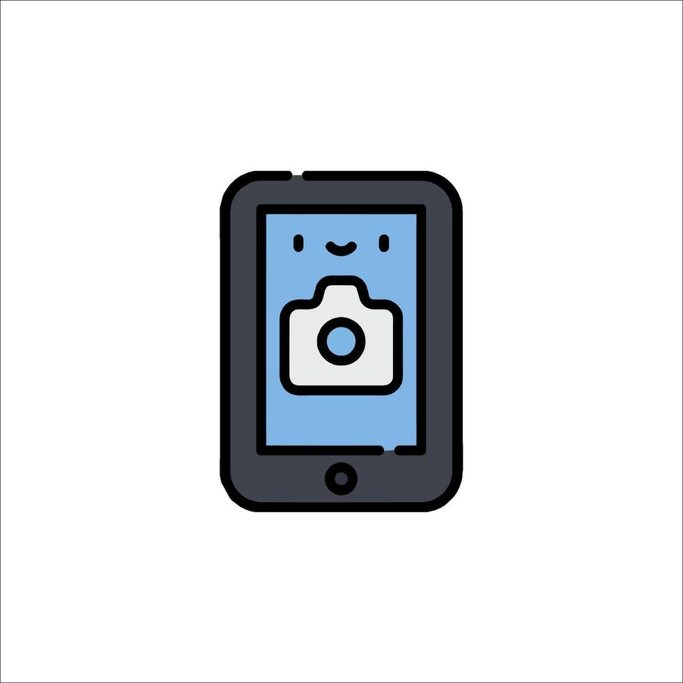 A smartphone with a camera icon on it vector
