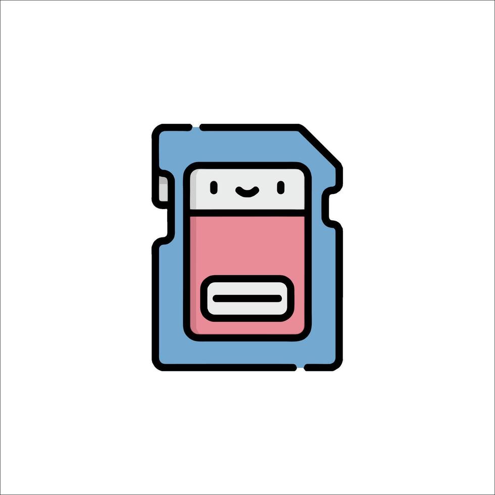 A cartoon memory card icon on a white background vector