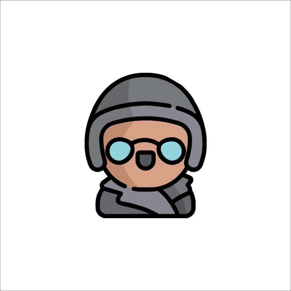 A cartoon character wearing glasses and a helmet vector