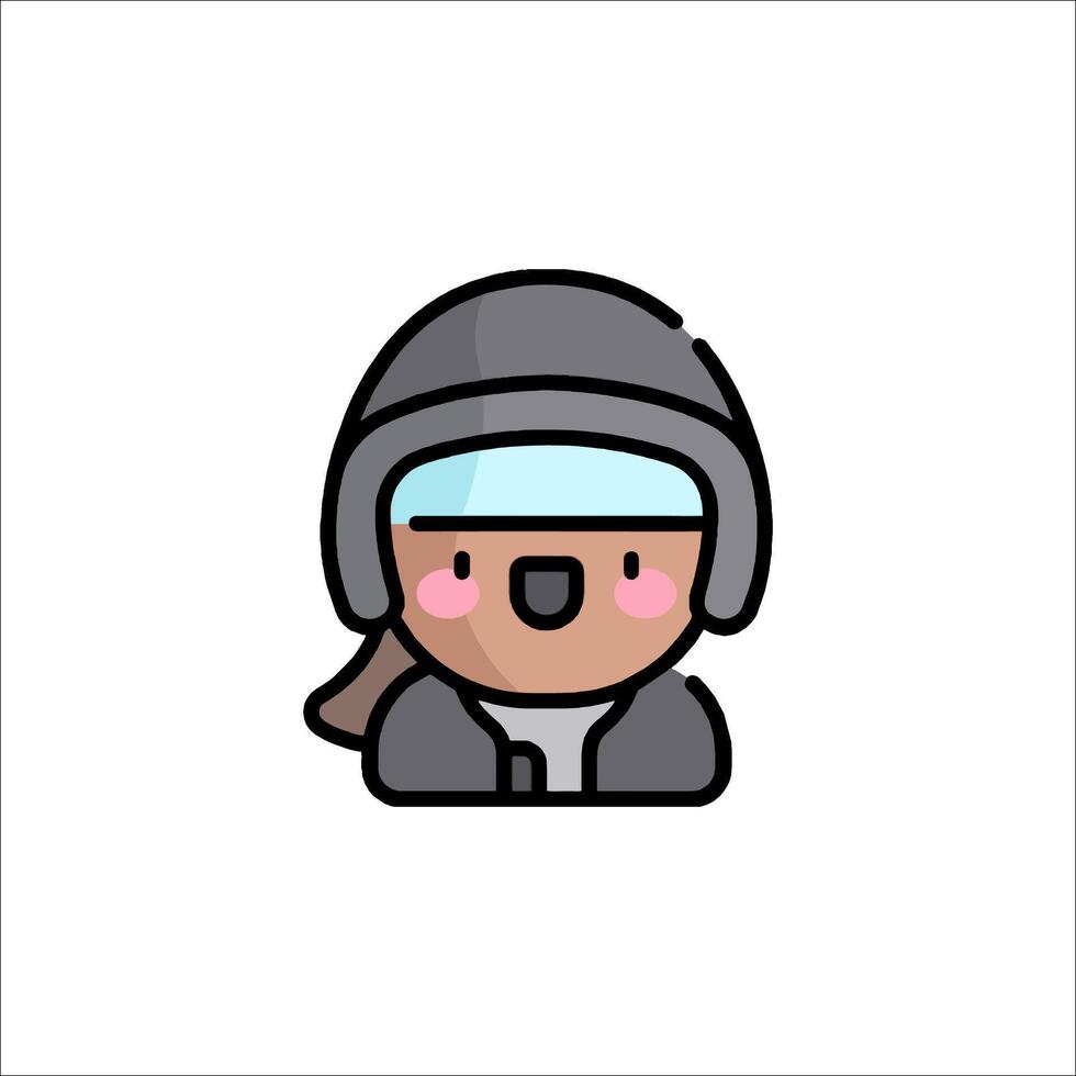 A cartoon character wearing a helmet and glasses vector