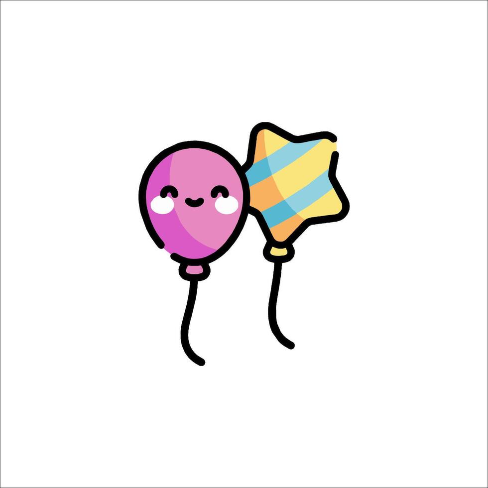 A cartoon balloon and star with a smile vector