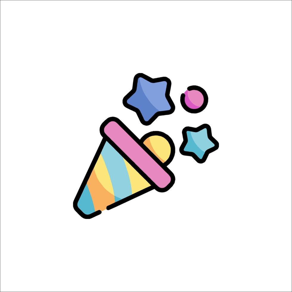 A colorful ice cream cone with stars and stars vector