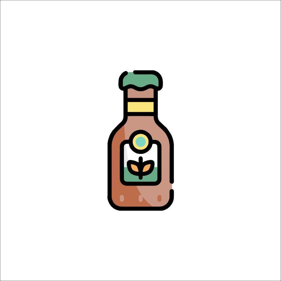 A bottle of mustard with a plant on it vector