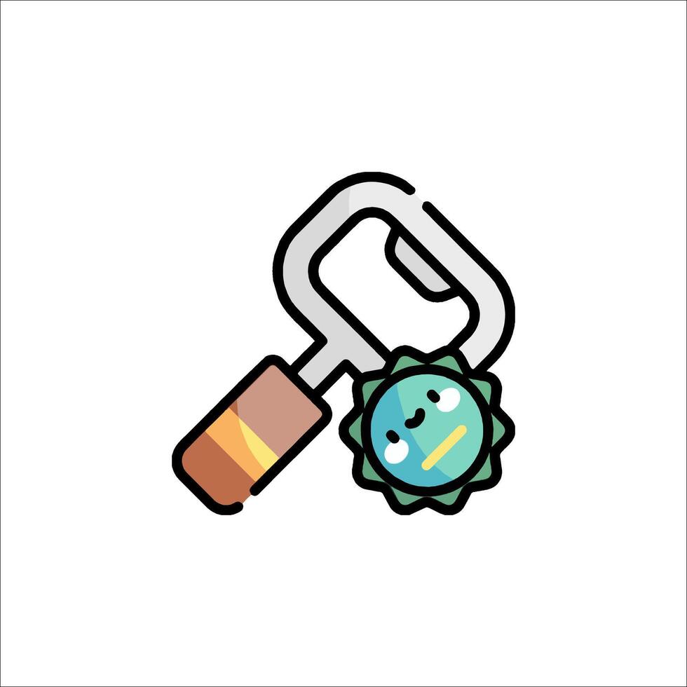 A beer bottle opener with a green and blue sticker vector