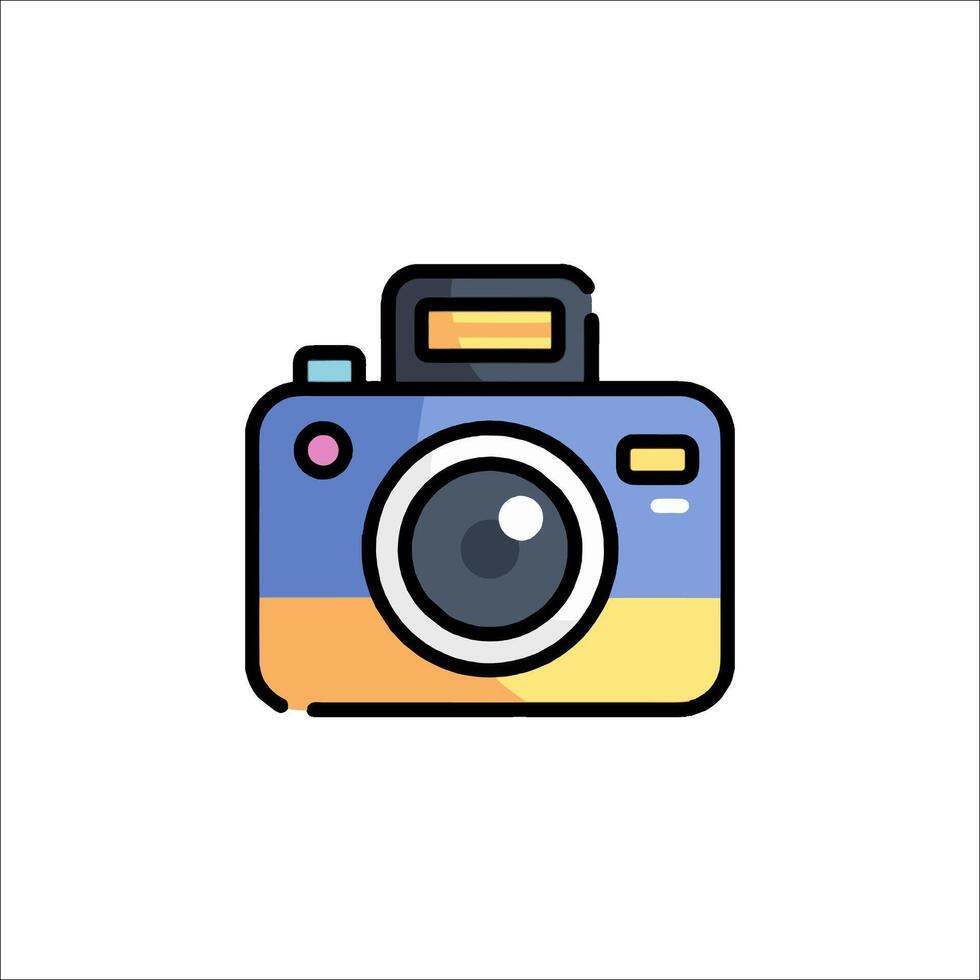 A colorful camera icon on a white background vector