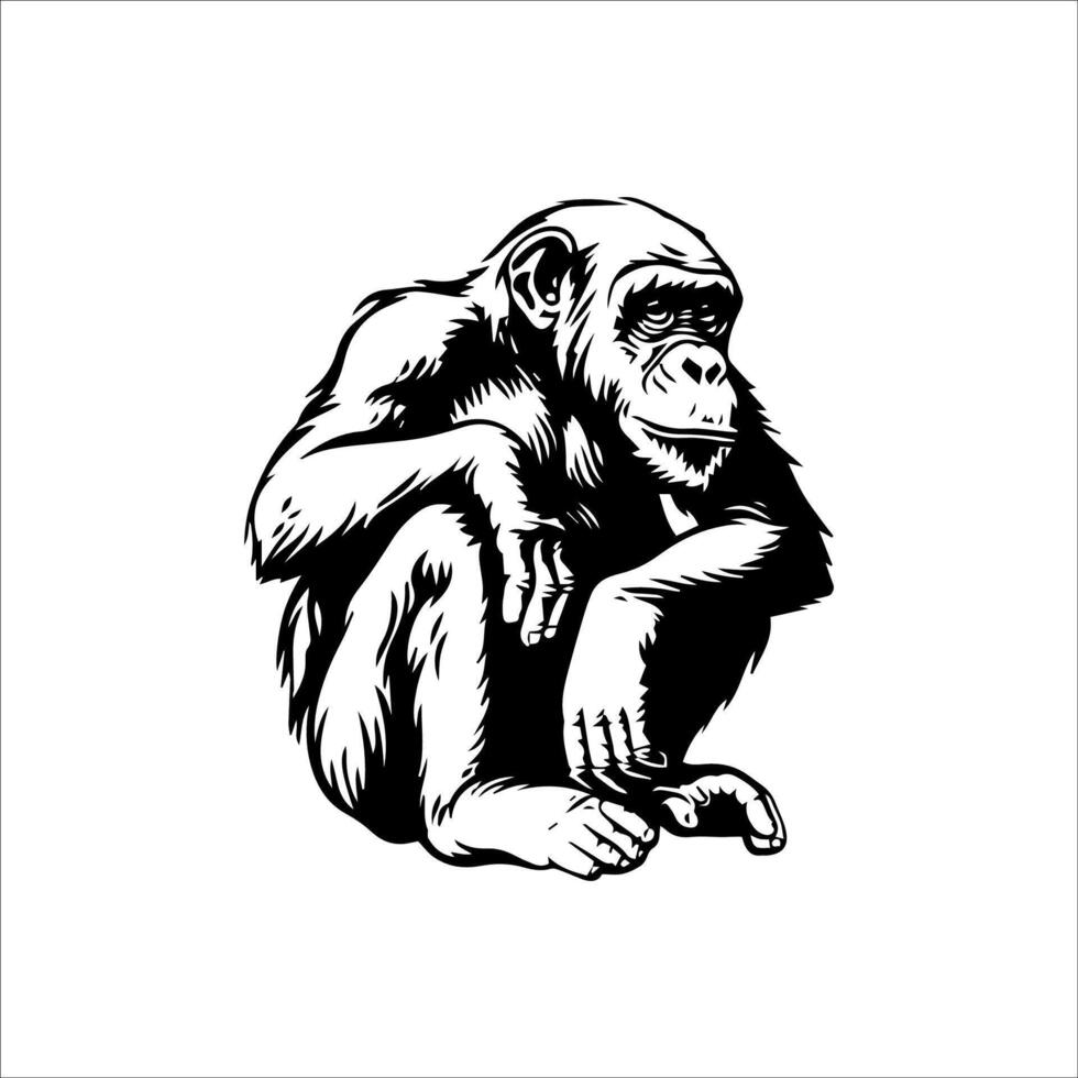 simple illustration monkey sitting vector