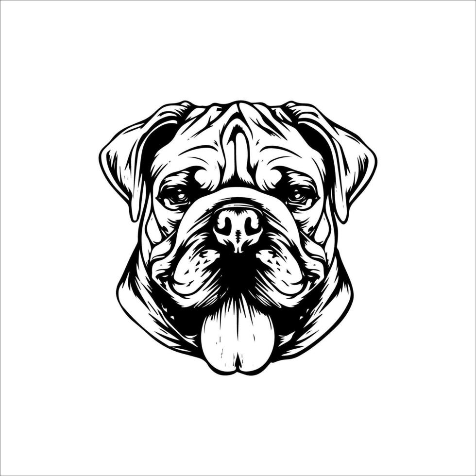 simple drawing illustration bulldog face vector