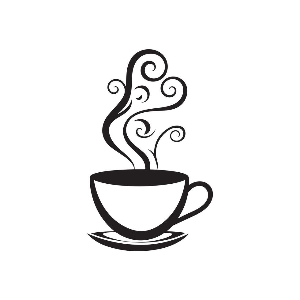 Cup of coffee monochrome clip art illustration vector
