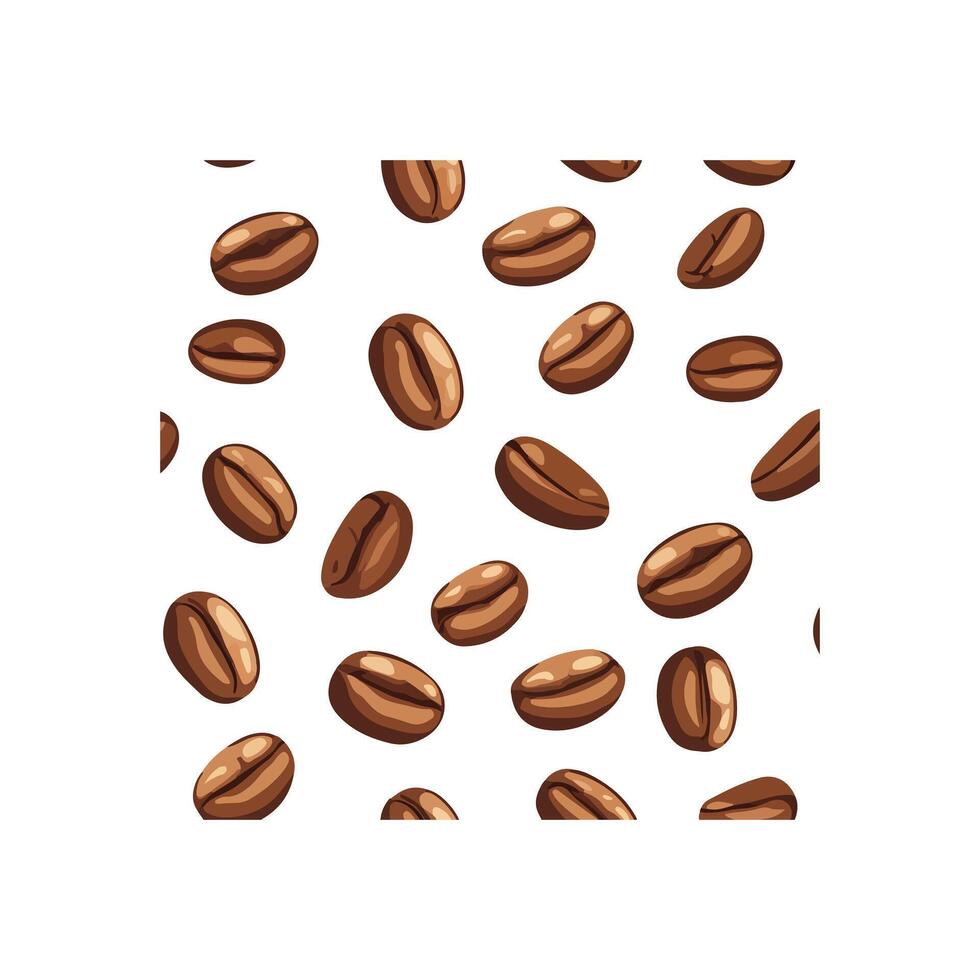 Coffee roasted bean with crack seamless pattern. Hand drawn graphic colored illustration vector