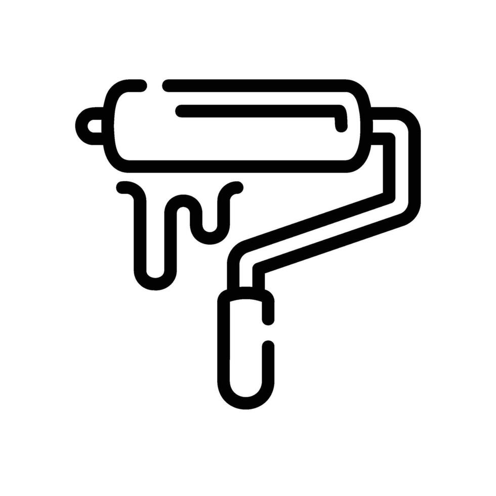 paint roller Line Icon White Background vector