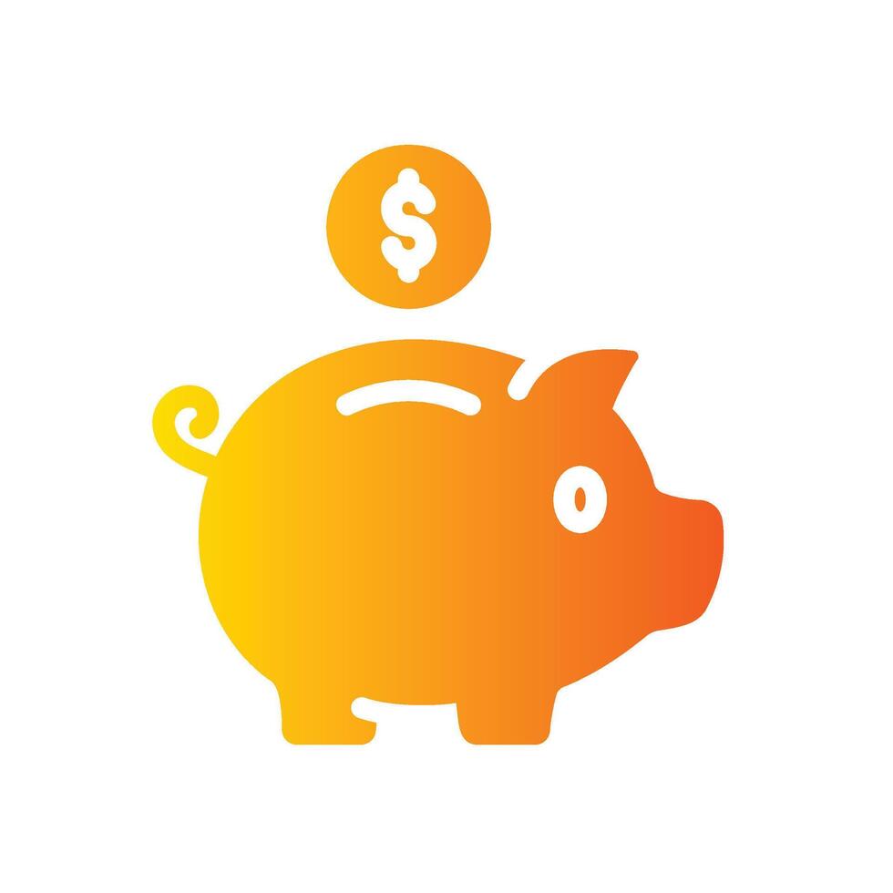 piggy bank Flat Gradient Icon White Background vector