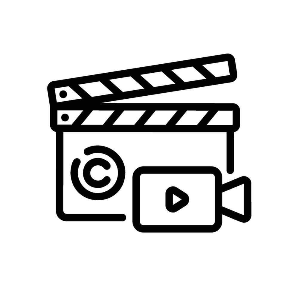 movie Line Icon White Background vector