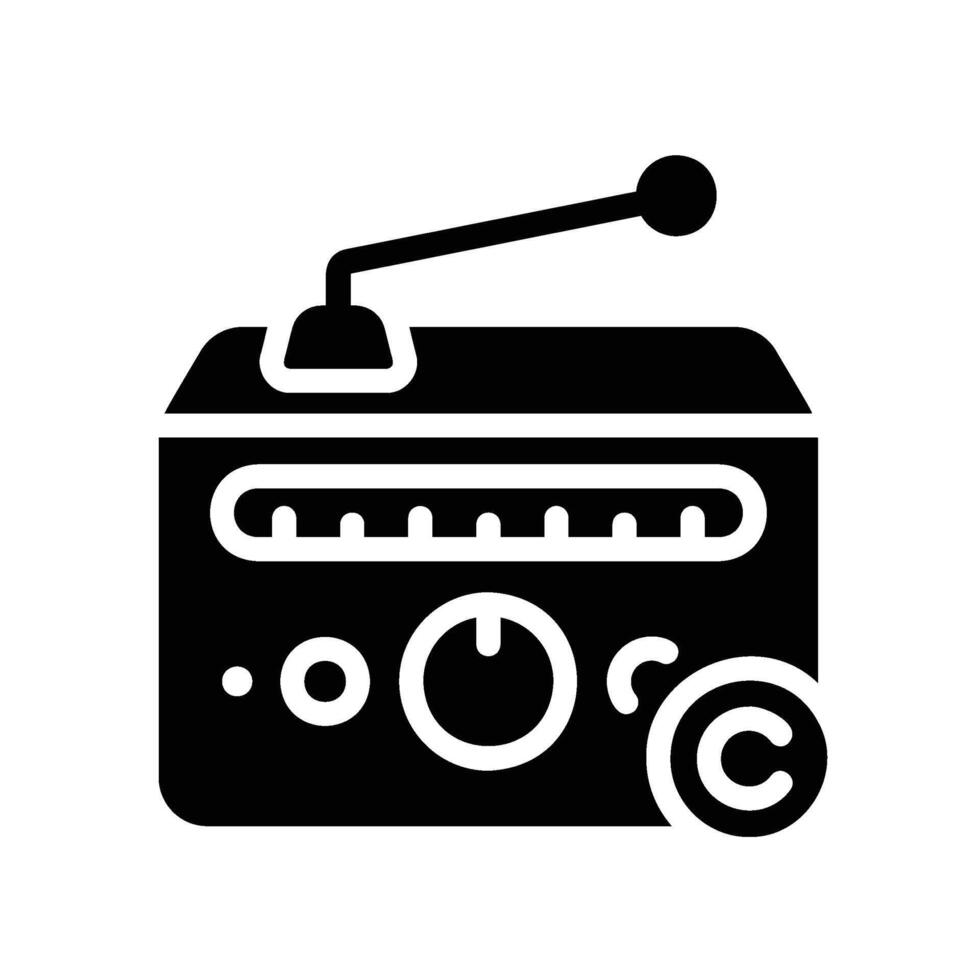radio Glyph Icon White Background vector