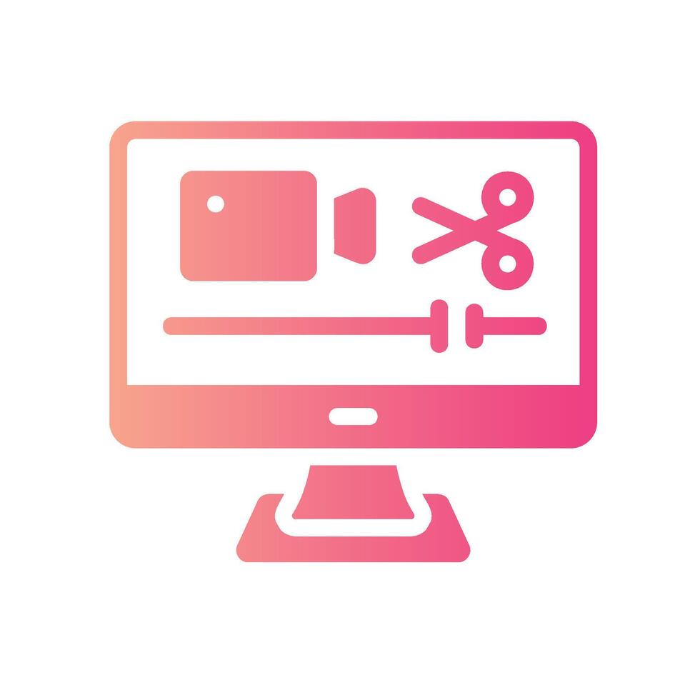 videoediting Flat Gradient Icon White Background vector