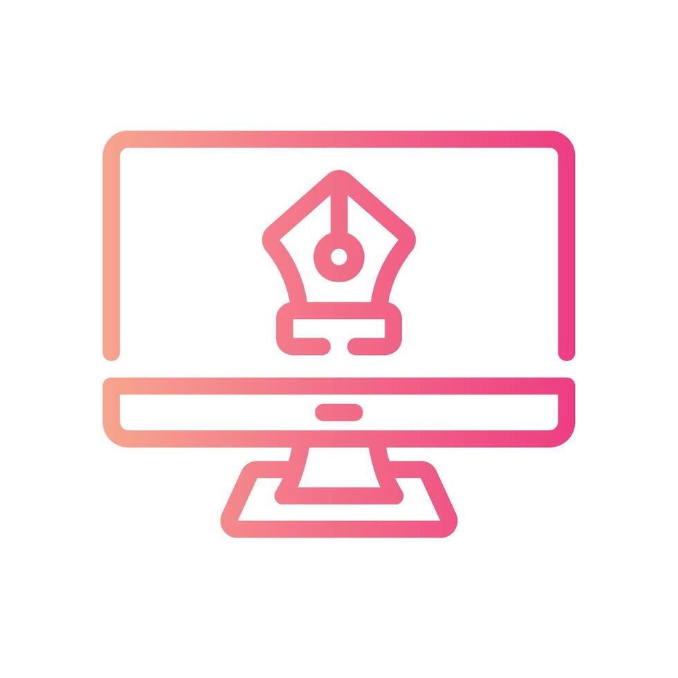 pen tool Line Gradient Icon White Background vector