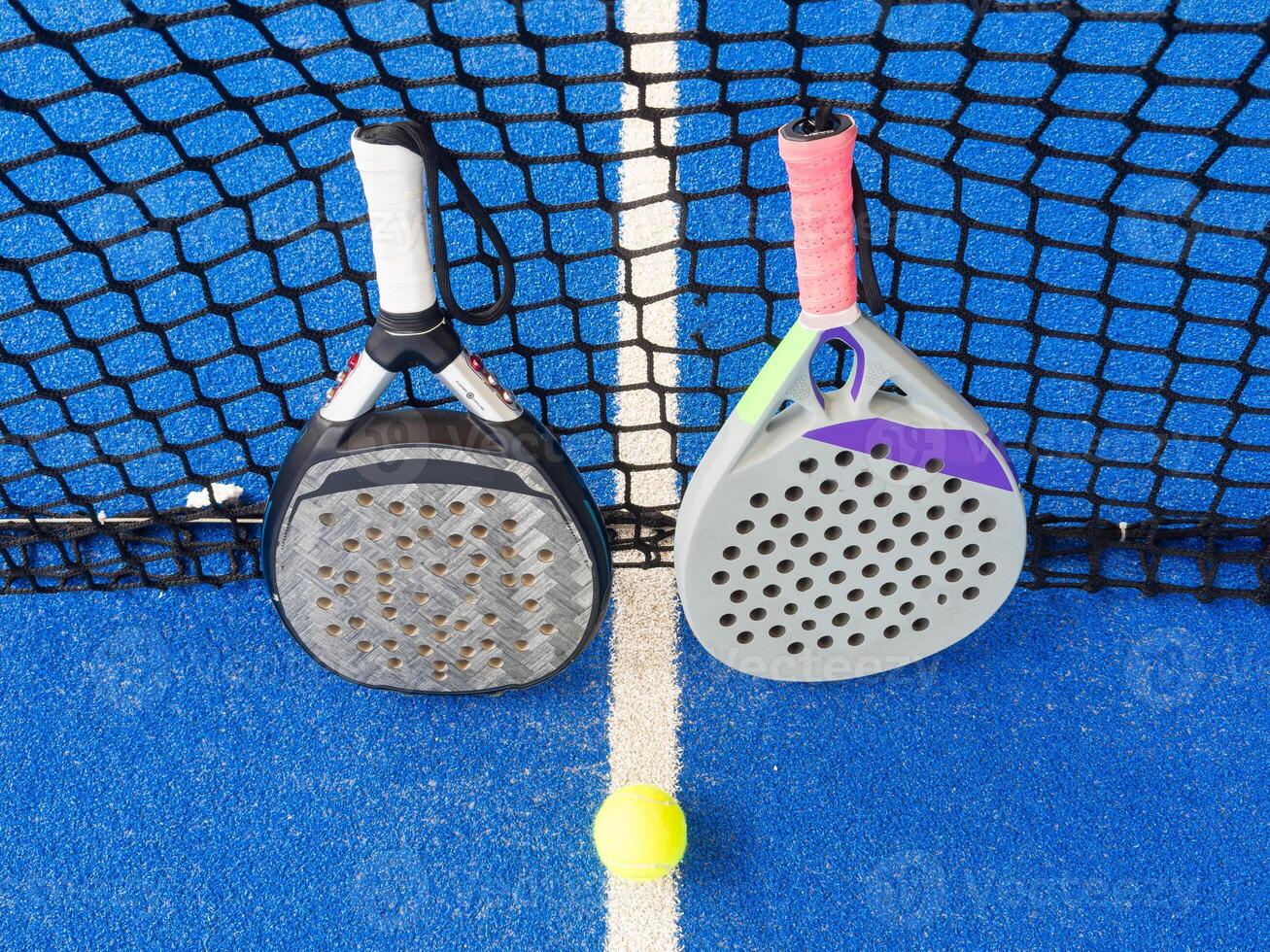 padel tennis racket sport court and balls photo