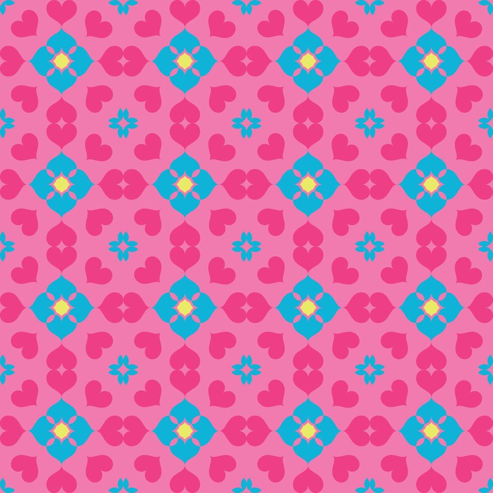 Heart and Flower Repeat Pattern Wallpaper Background vector