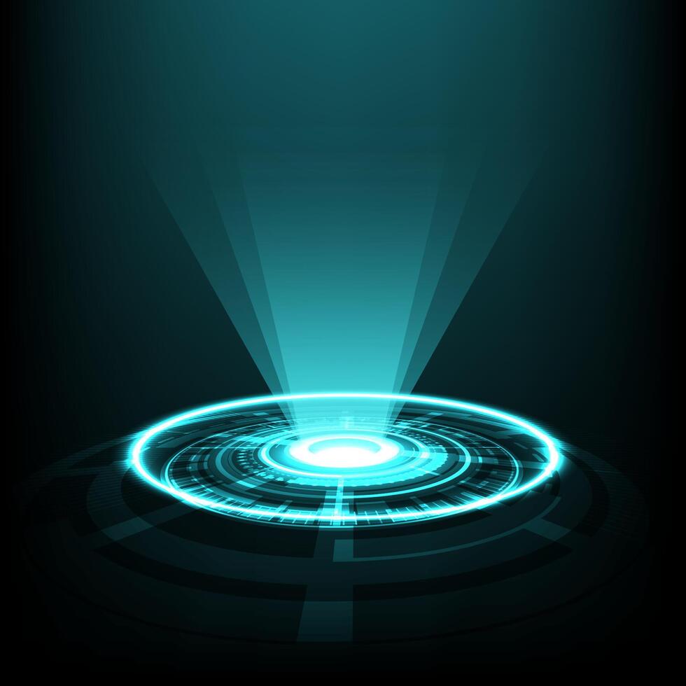 Abstract background with green tech circles and rays vector