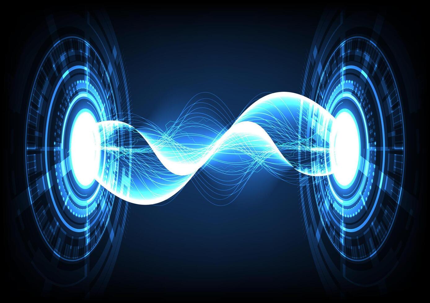 Abstract background with blue tech circles bolt vector