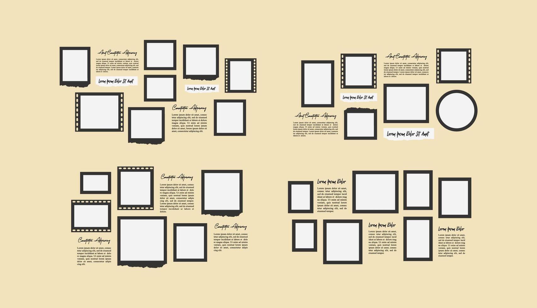photo frame collage collection template design vector